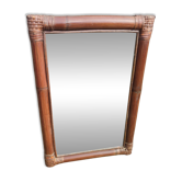 Vintage rectangular mirror in bamboo and rattan from the 60s/70s.