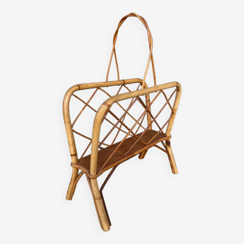 Vintage rattan magazine rack