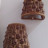 Pair of bamboo wall light