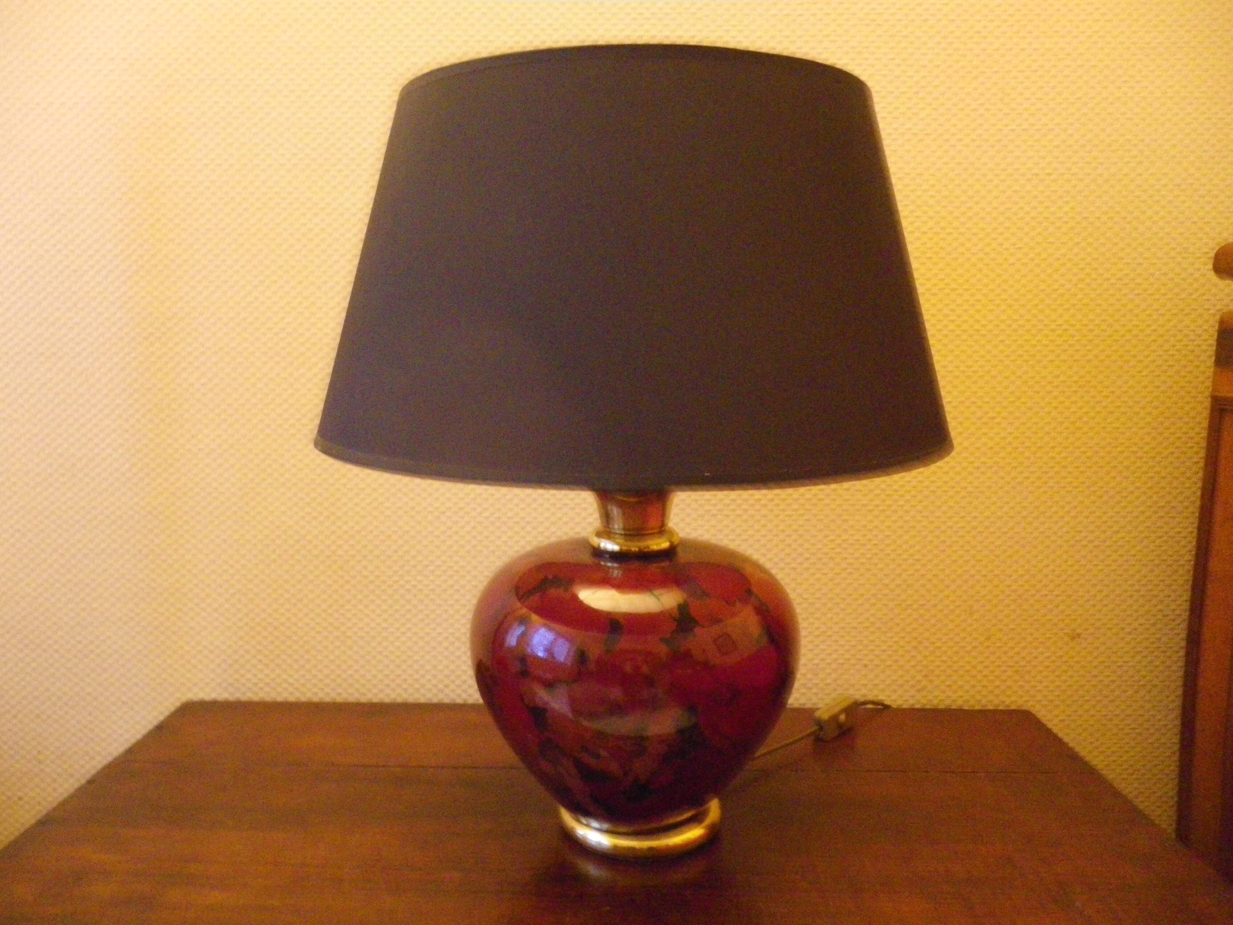 Dolphin table lamp, foot in glazed ceramic, fabric shade, 1960s