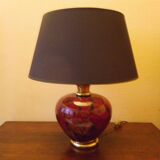 Dolphin table lamp, foot in glazed ceramic, fabric shade, 1960s