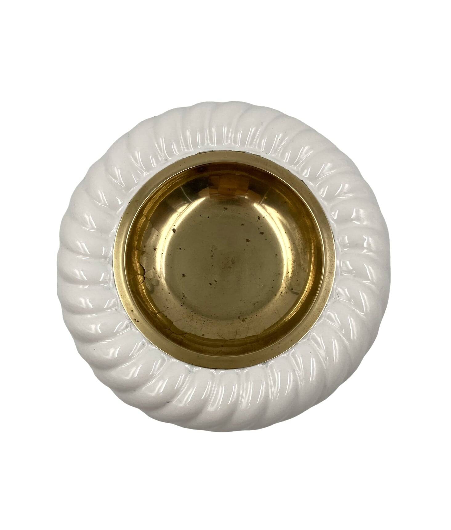 Tommaso Barbi, Smoking set white ashtray and table lighter, B Ceramiche, ca. 1970