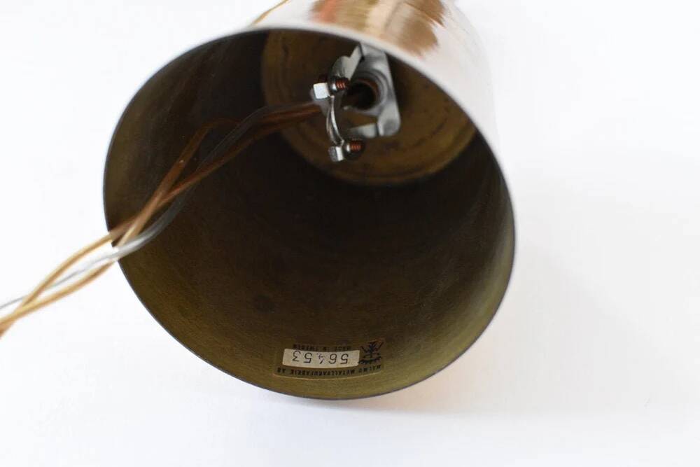 Mid-century Malmö Metallvarufabrik pendant light brass and glass