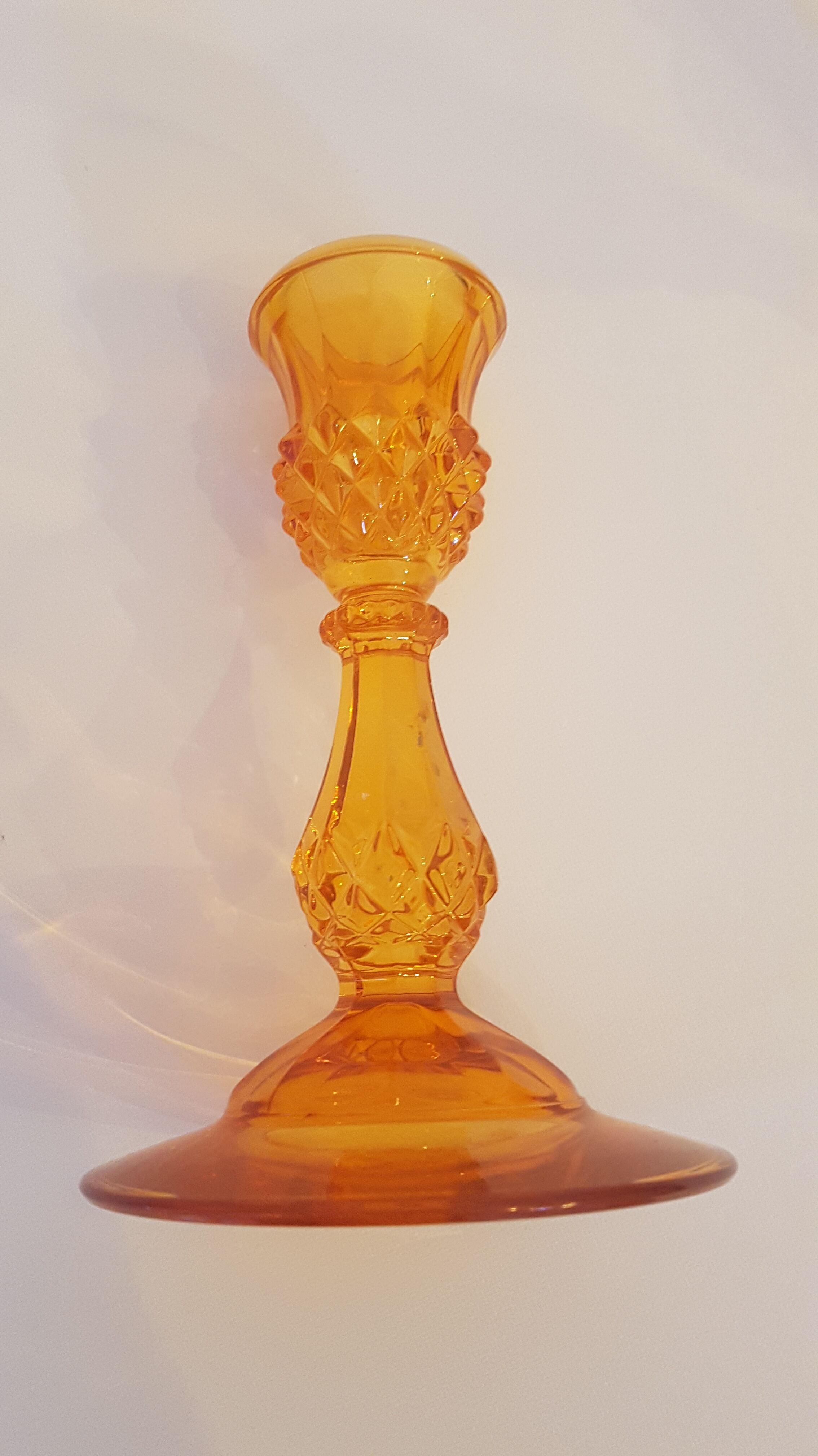 Set of 2 orange glass candle holders