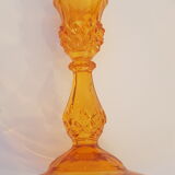 Set of 2 orange glass candle holders
