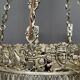 Grand lustre ancien rare en bronze massif argenté de style Empire 12 points lumineux.