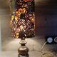 rustic chic turned wooden lamp, ethnic African wax lampshade