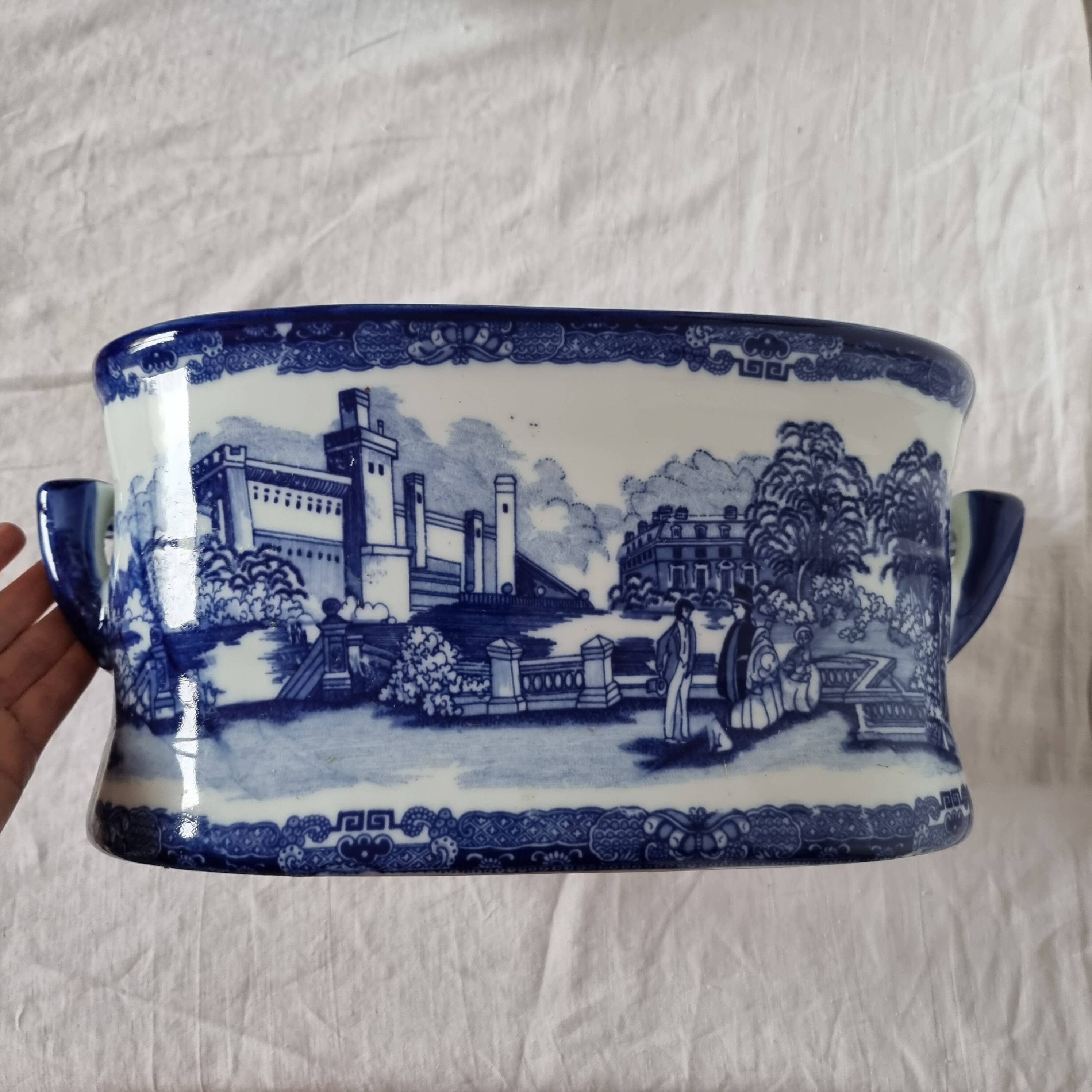 Large 20th century English glazed and enamelled earthenware planter