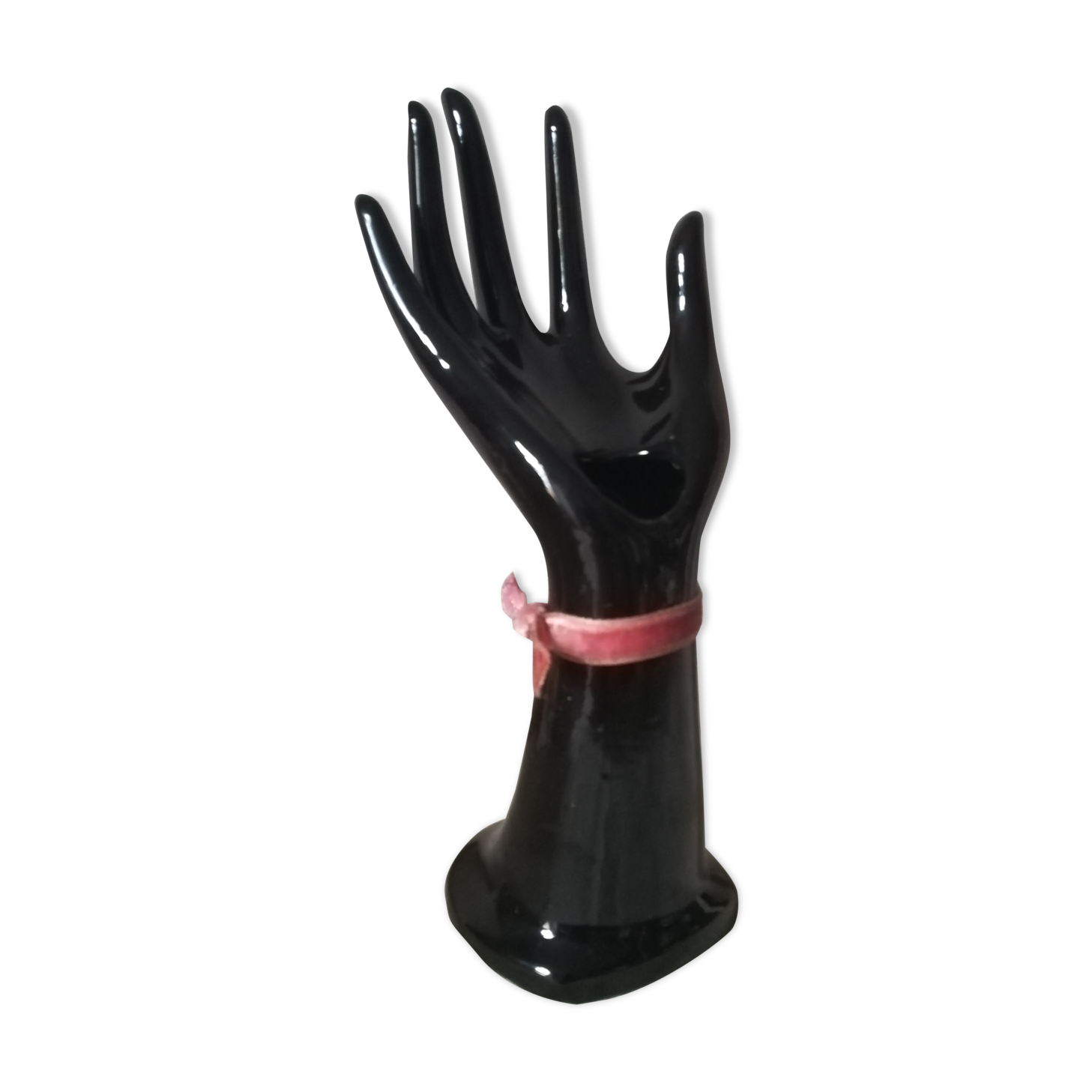 Baguier soliflore hand in black earthenware