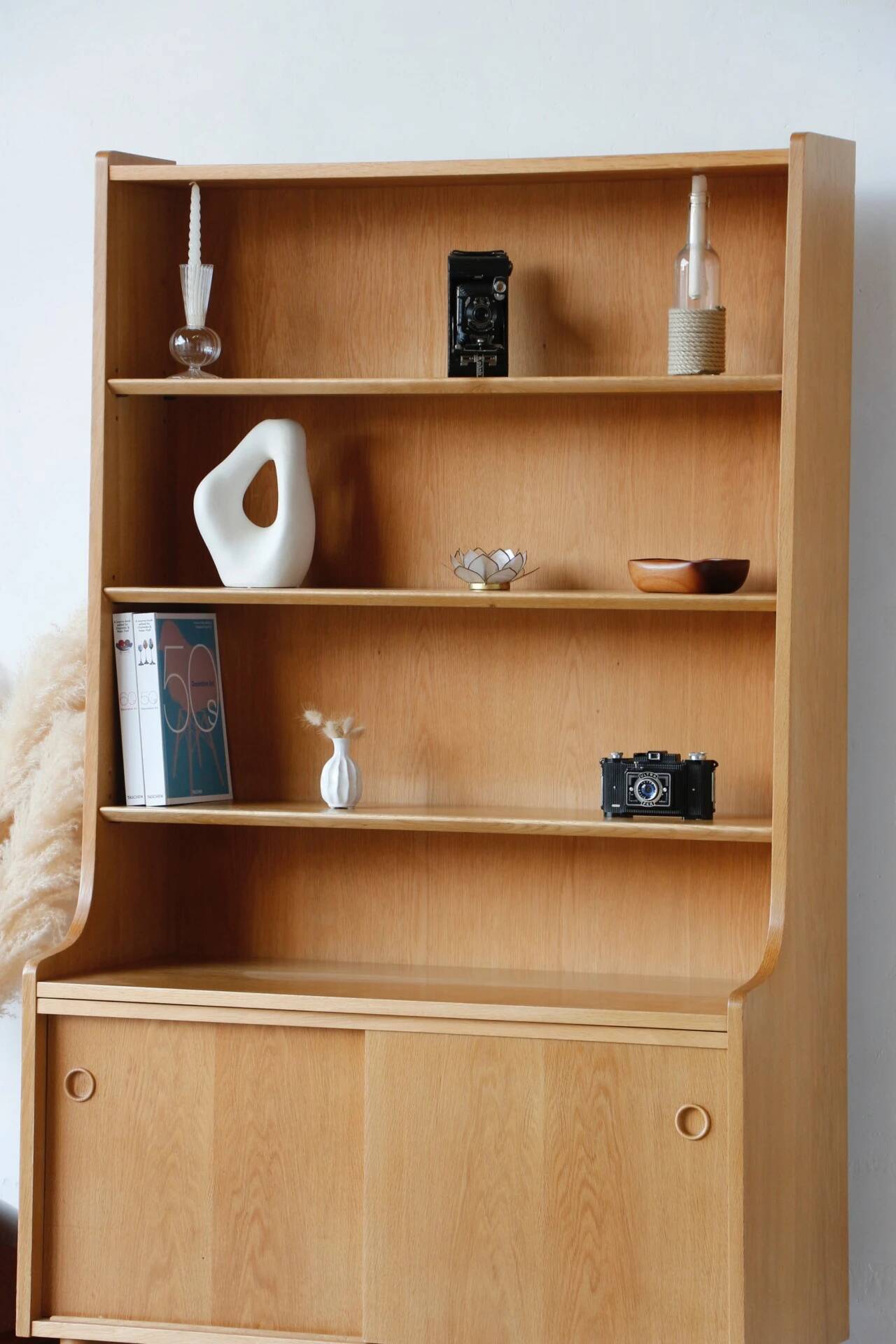 Renovated vintage Scandinavian oak library