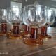 Lot de 6 verres ballon vintages pied épais ambré