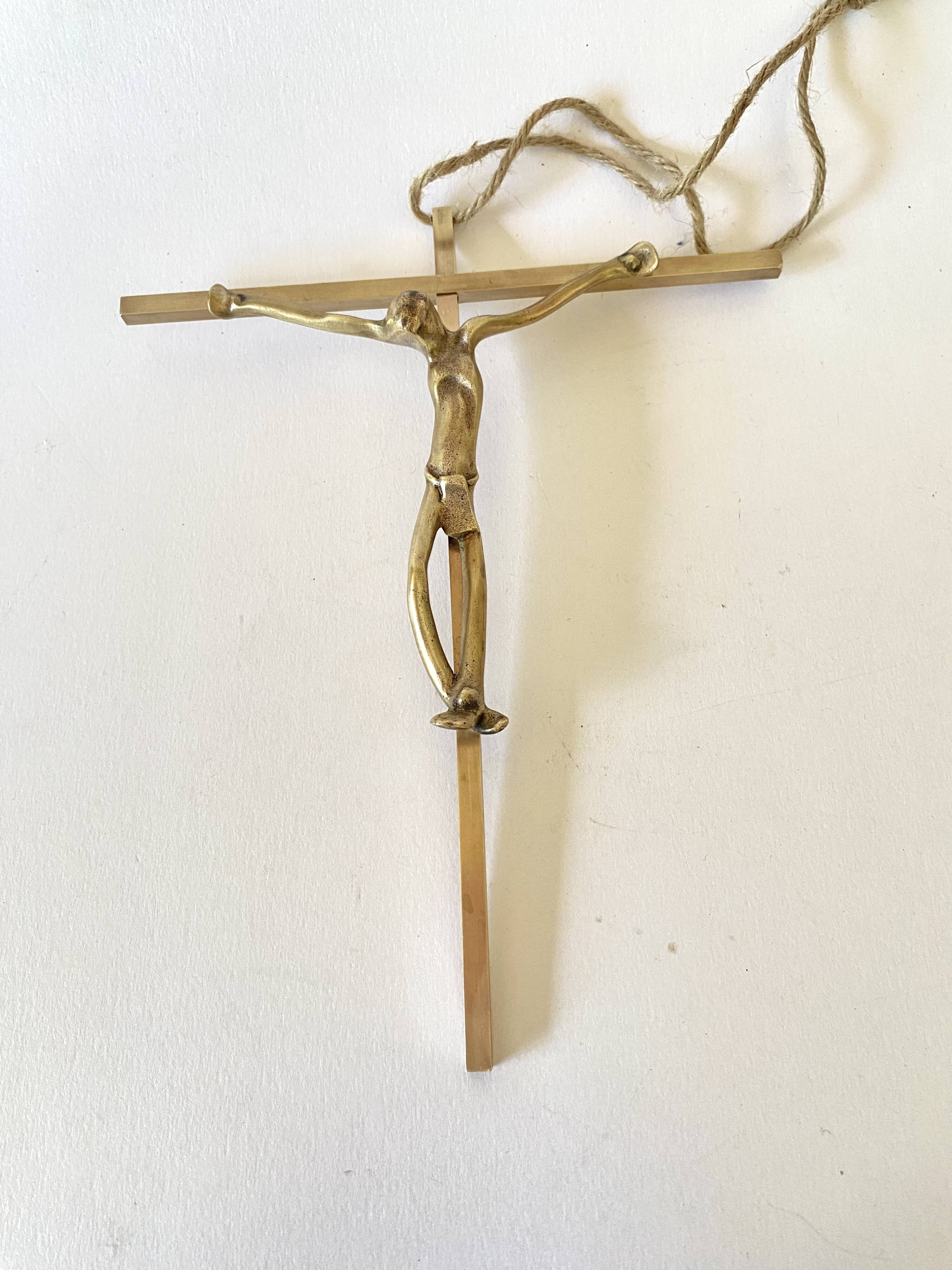 Bronze crucifix, 70s sculpture