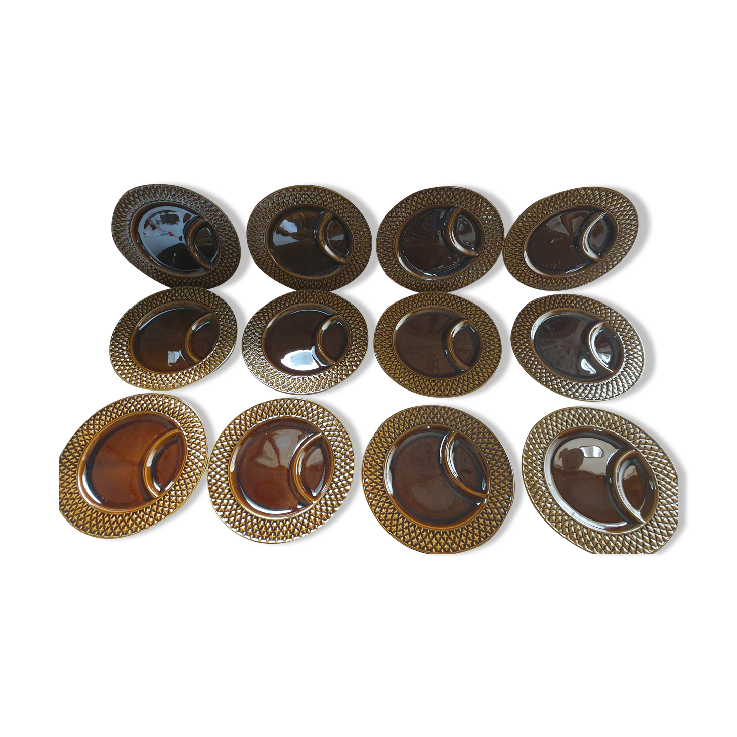 12 Digoin Saarguemines 70's compartment plates