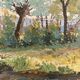 Oil on panel Landscape at the watercourse