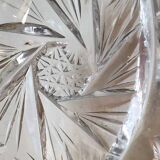 Vintage pocket tray in cut Bohemian crystal. Sophisticated star/brass patterns. Stylish Czech Boho