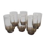 Set 6 smoked glasses with orangeade, 70s