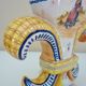 Fleur-de-lis shaped vase, glazed ceramic, Brittany, Quimper, Breton ermines, character