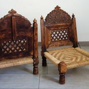 2 traditional Pida chairs, India, 1950s/60s