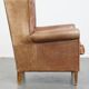 Cowhide Leather Wingback Chair in Light Cognac Color