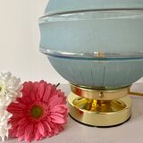 Vintage globe table lamp in blue frosted glass