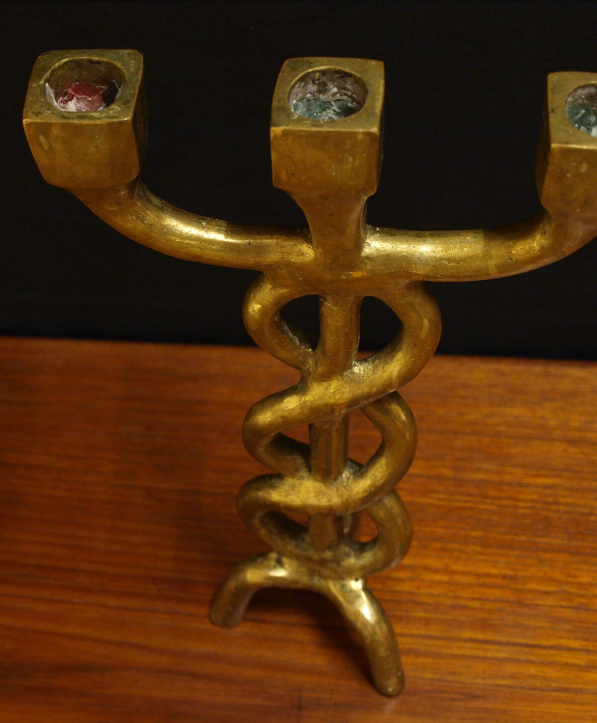 Brutalist bronze chandelier