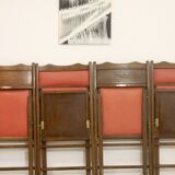 Set of 4 art deco folding chairs in cedar wood from the 1950s,
