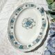 Oval dish Moulin des loups orchis sévigné floral pattern blue gray