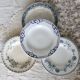 4 vintage blue ironstone soup plates