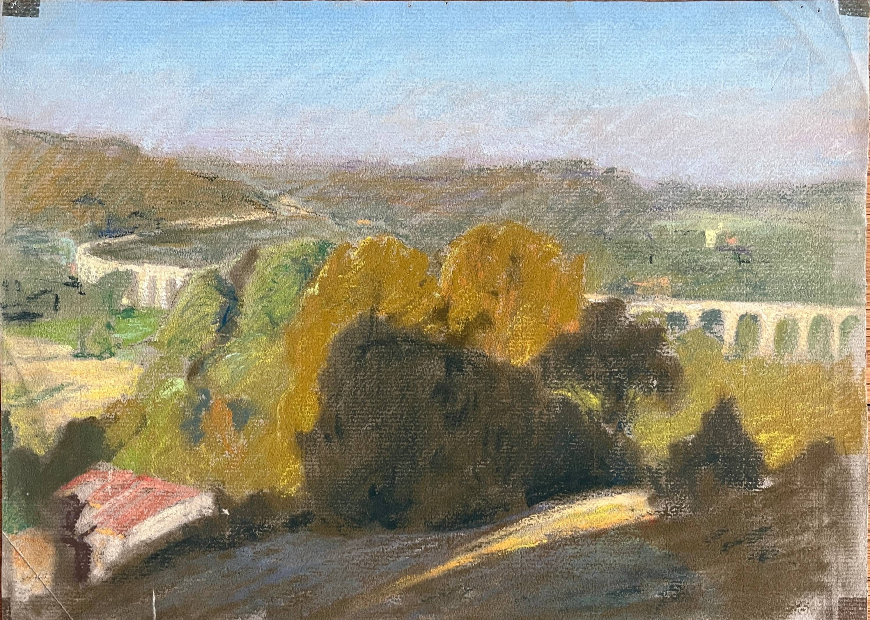 Paintings set of 3 drawings by Ed. Pannetier (1884-1965) Provence Côte d'Azur
