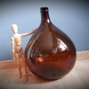 Demijohn 10L round dark brown blown glass