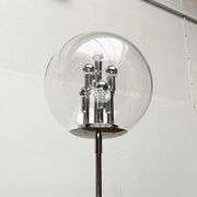 Spherical chrome and glass planetary floor lamp from the mid-century German space age by Doria Leuchten, 1960s.