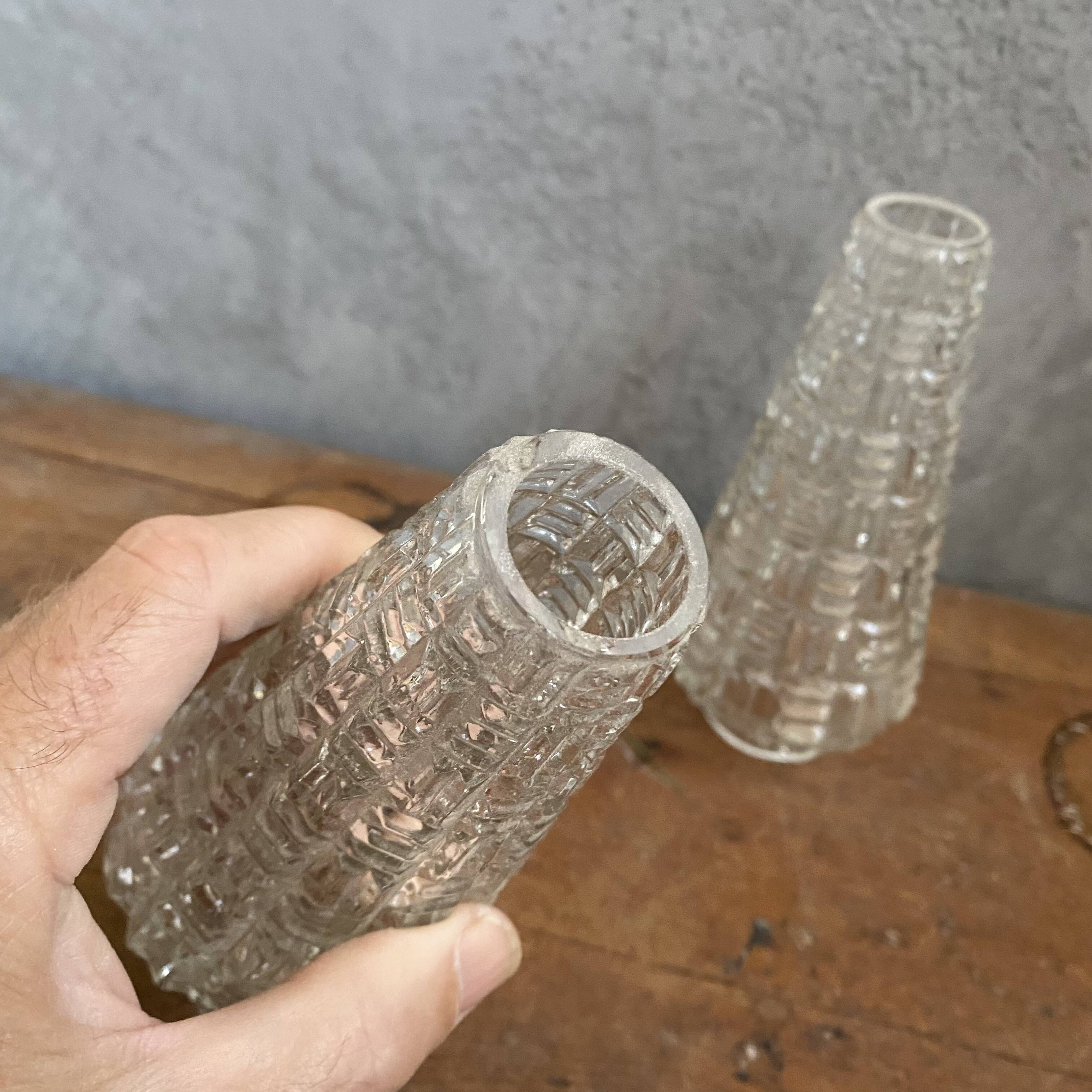 2 tulipes en verre courtes 16 cm pour lampe lustre