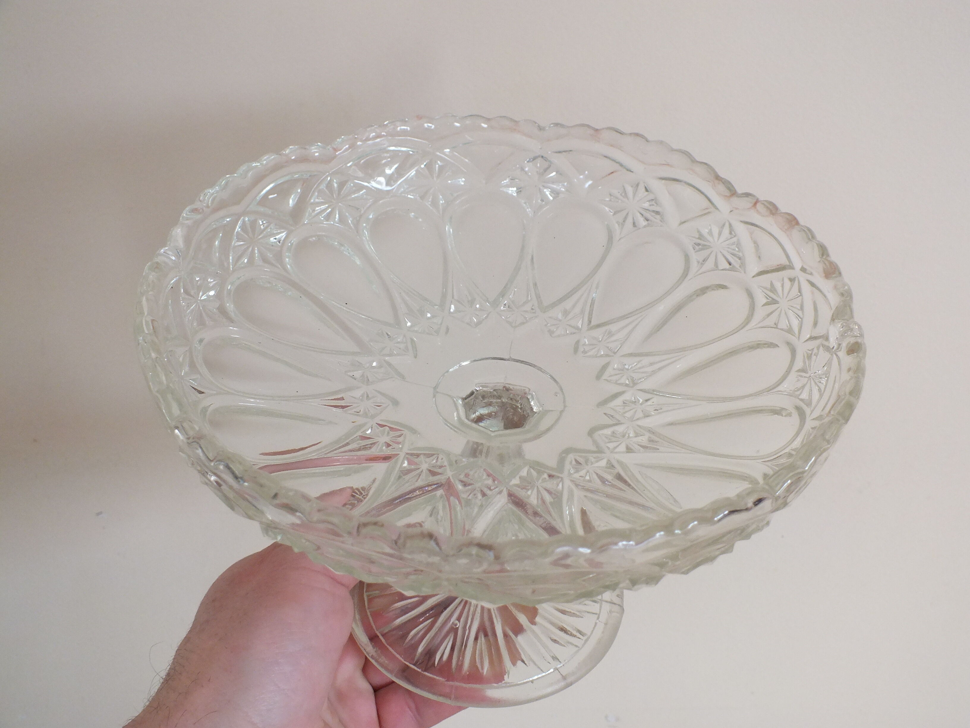 Moulded glass fruit display cup 40s