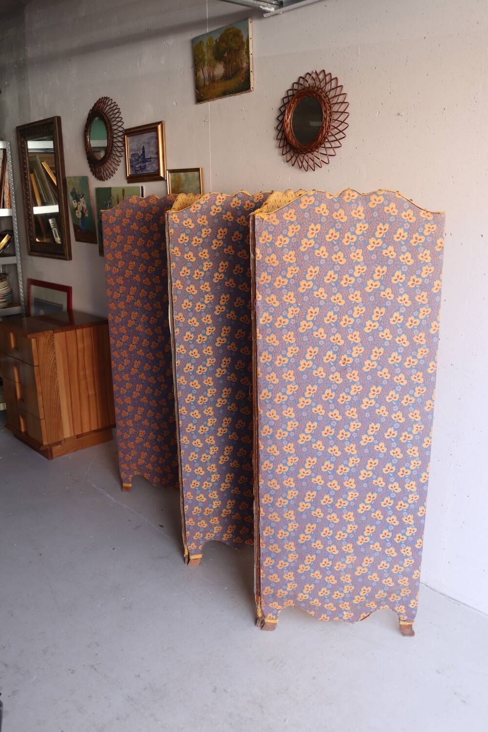 Antique 5-panel screen – Souleiado fabric