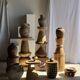 Stool, side table, end table in solid suar wood spheres H50 D39