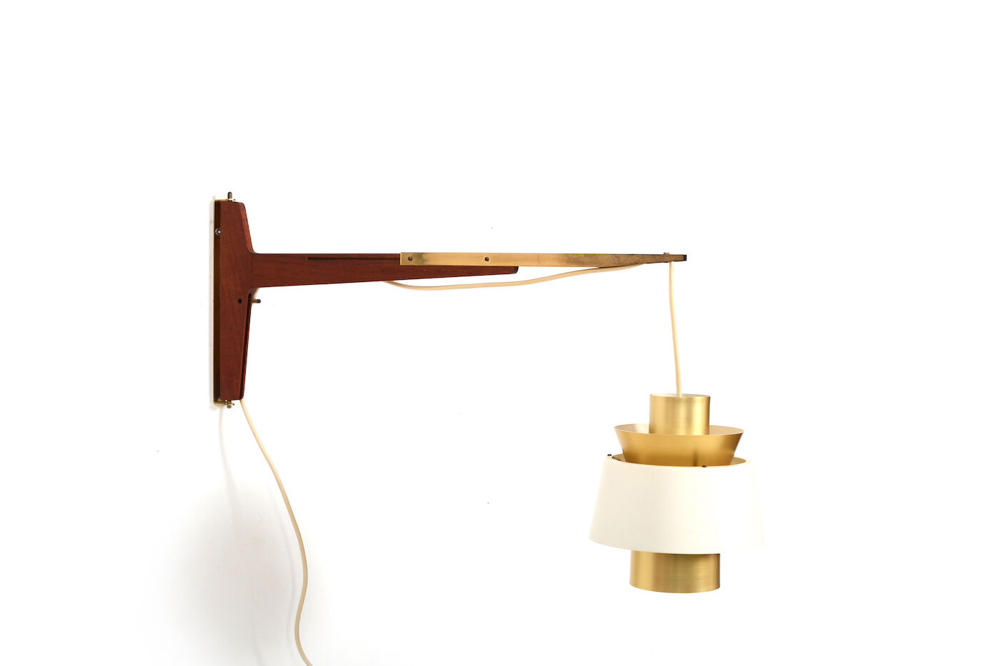 Jørn Utzon Teak and Brass Wall Lamp 1960s