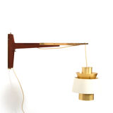 Jørn Utzon Teak and Brass Wall Lamp 1960s