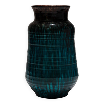 Vase en faïence à coulures, accolay, 1950s
