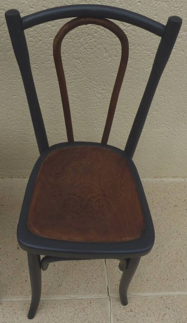 4 chaises bistrot anciennes Luterma avec assises à dessin –Totalement relookées