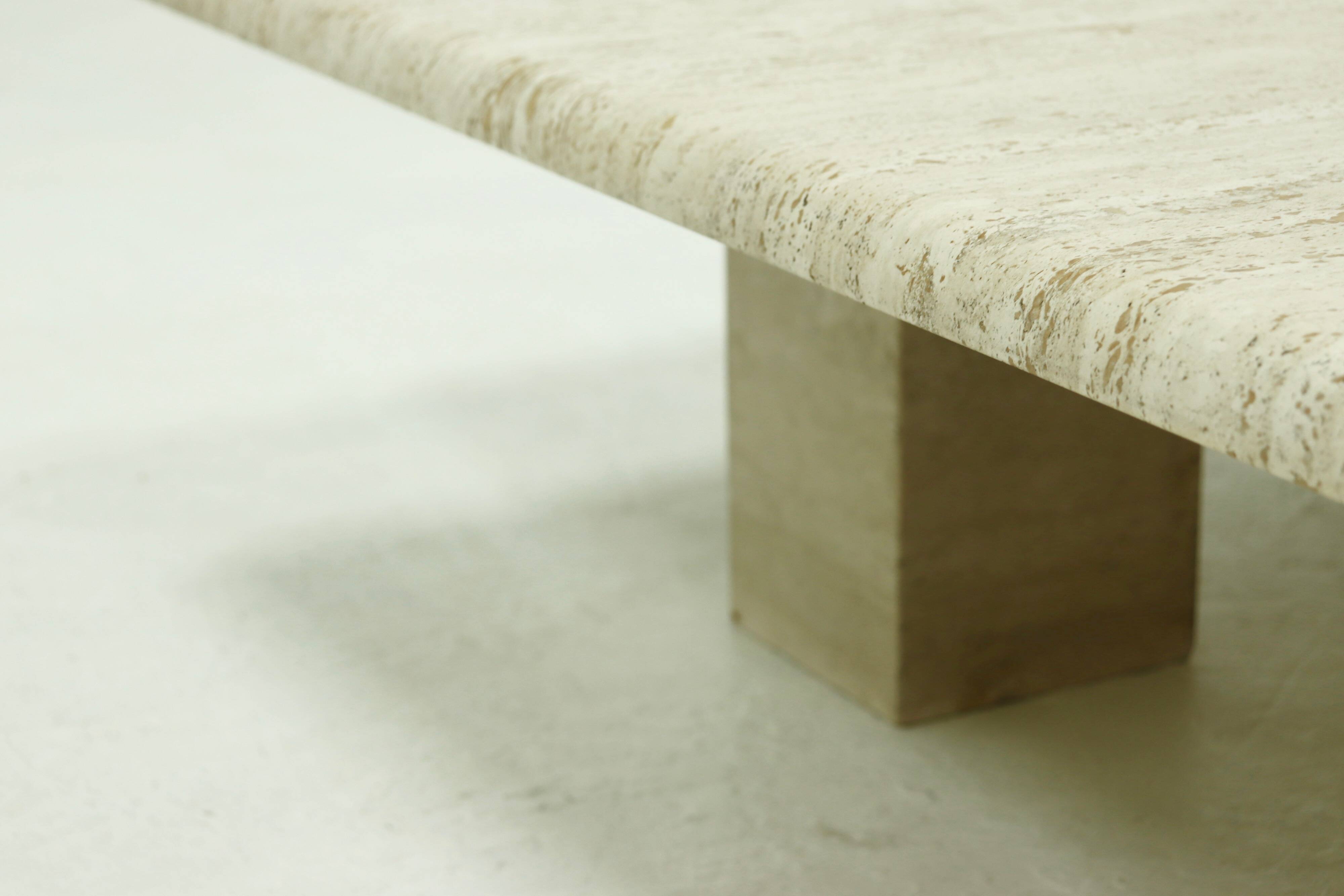 Mid Century Italian Modern Travertine Coffee Table 1970s