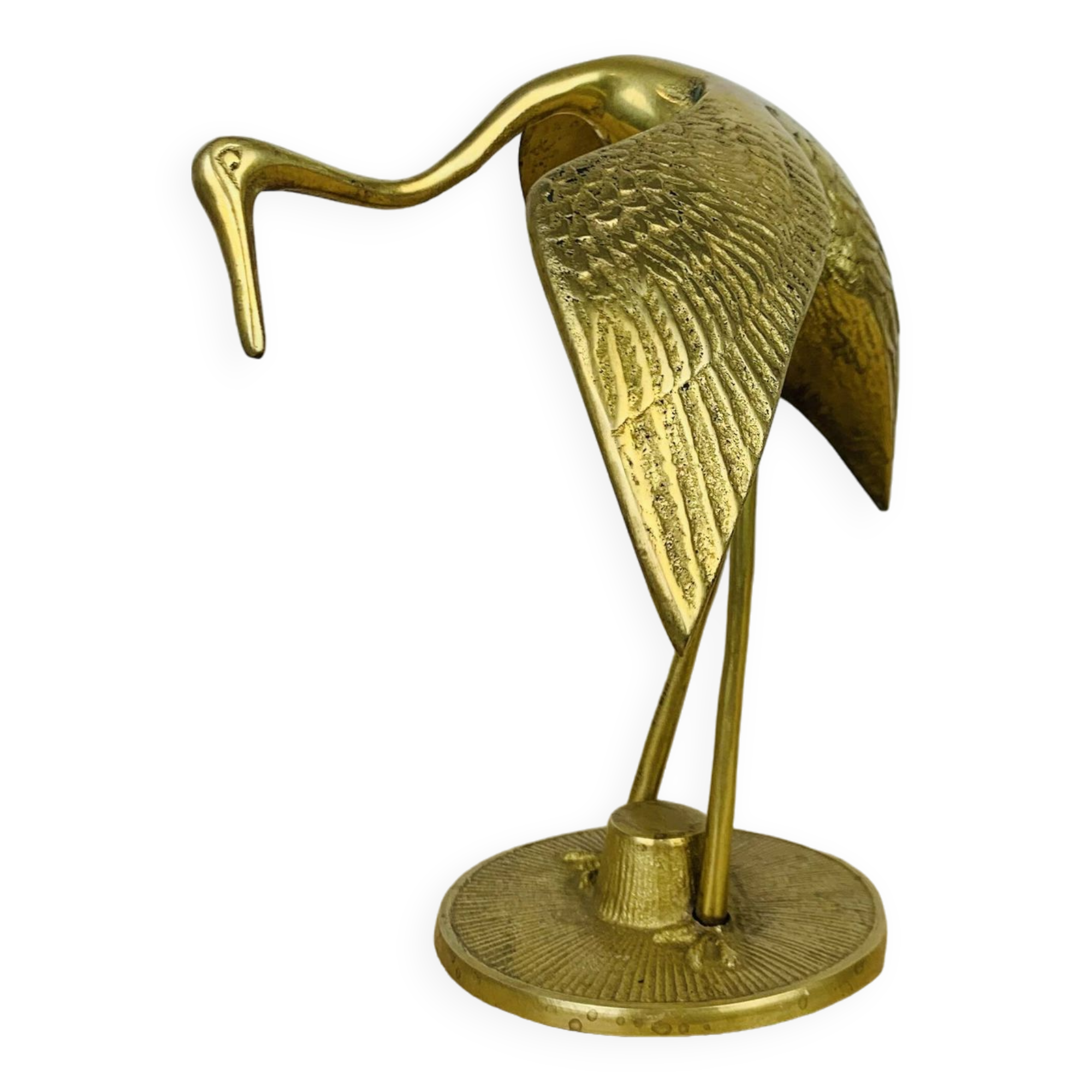 Vintage golden brass heron