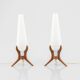 Pair of Orrefors desk lamps in teak and glass, Sweden 1960.