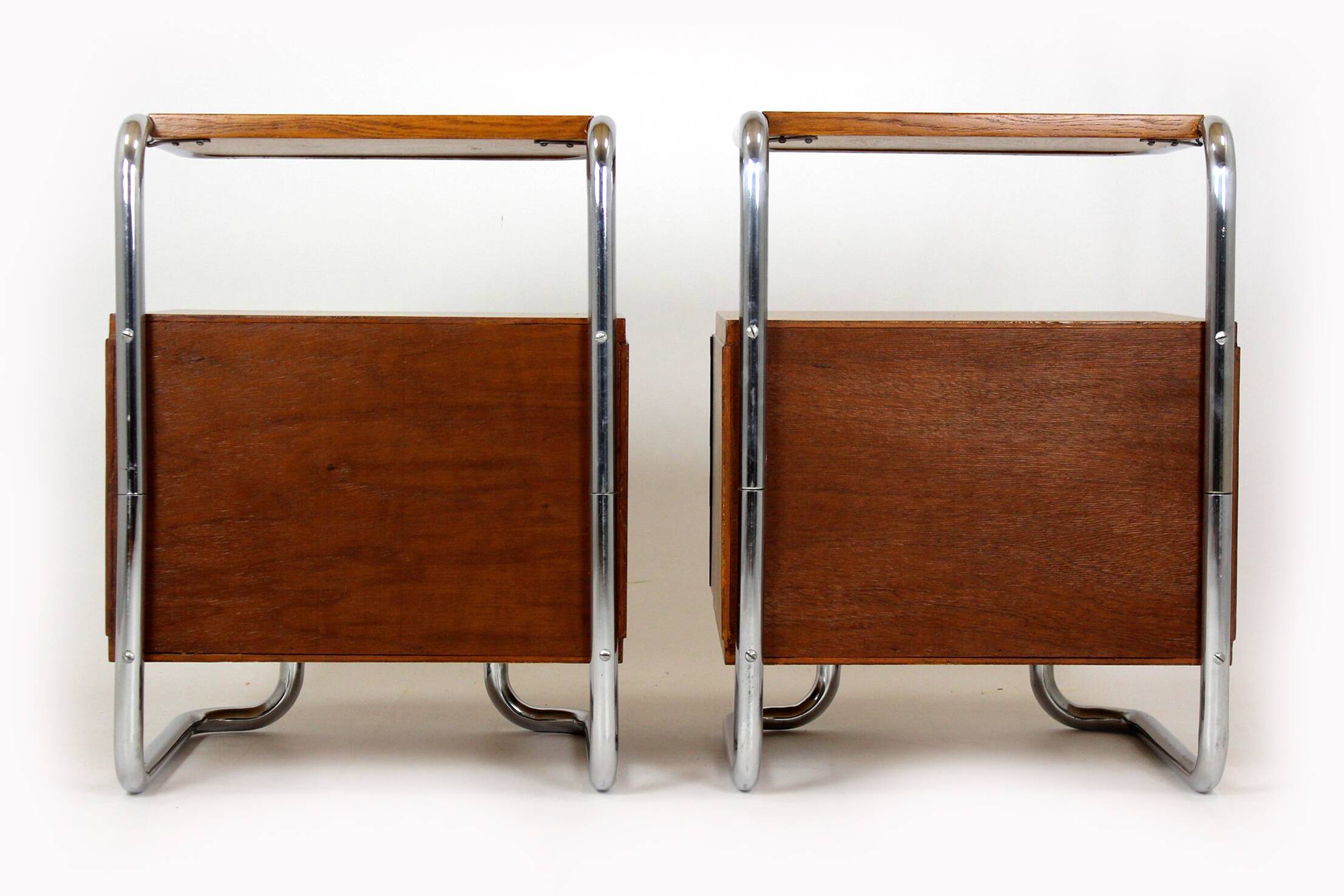 Restored Bauhaus Bedside Tables by Hynek Gottwald, 1930s, Set of 2
