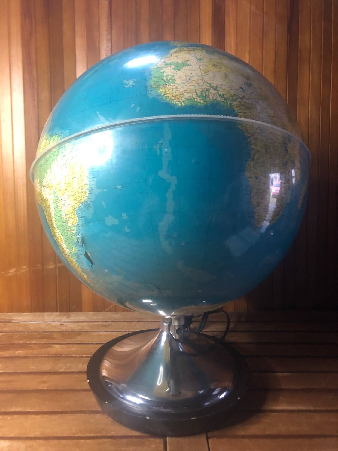 Old world map globe terrestrial grange batelière paris vintage #a356