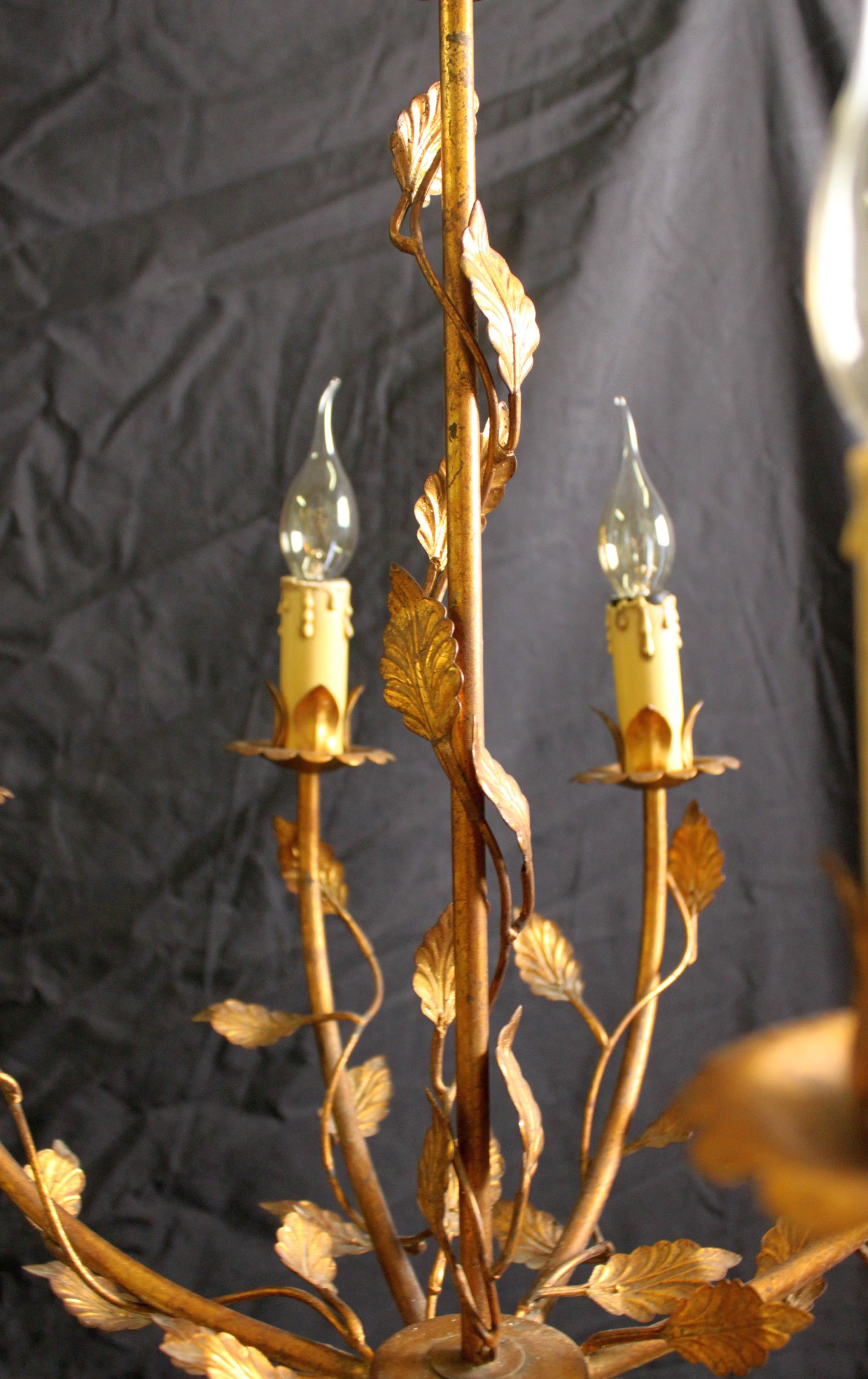 Vegetable chandelier in gilded metal, 1960