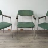 Set of 3 vintage green armchairs by Gijs Van Der Sluis