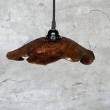 Small pendant light in corrugated teak leaf (Small D:30 H:20)