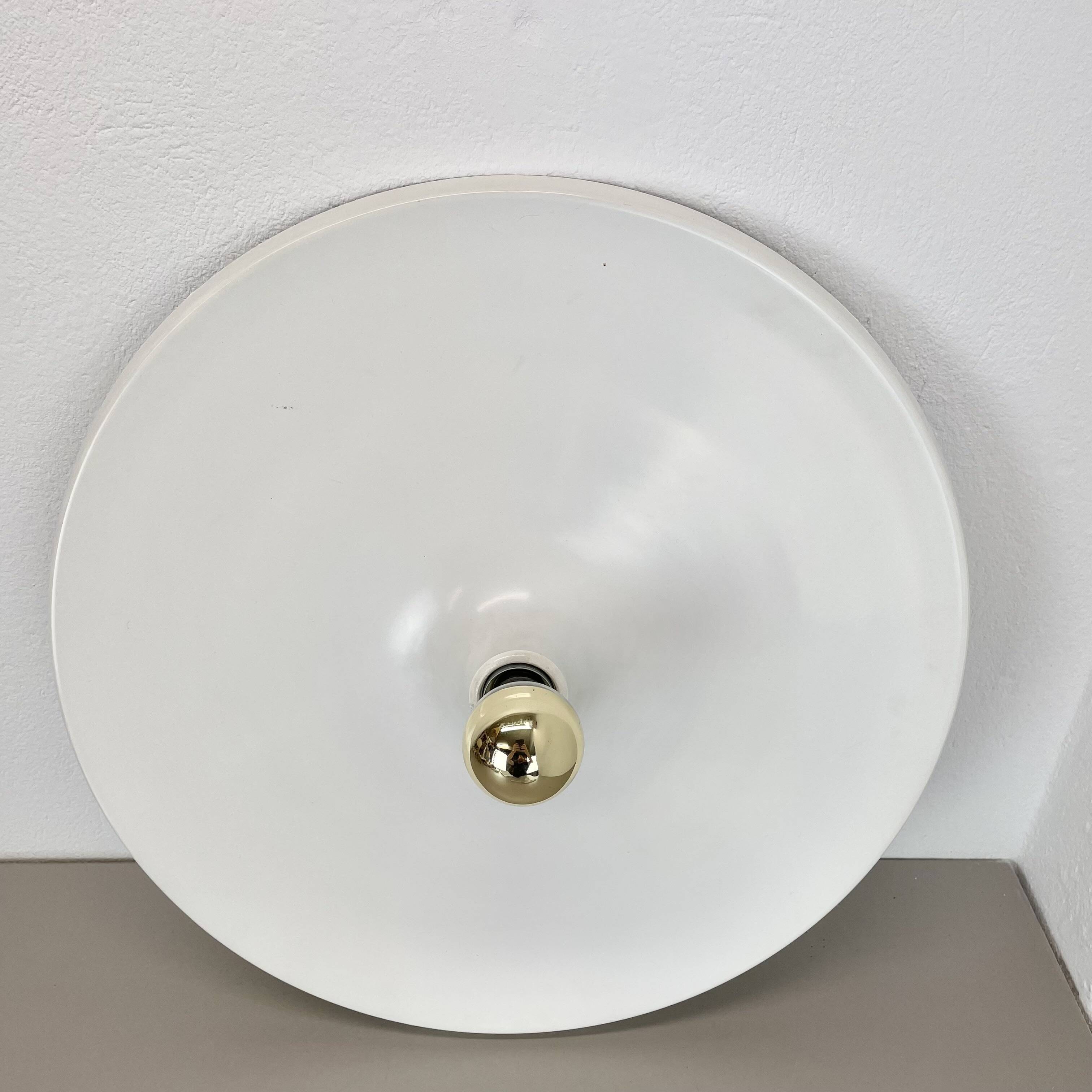 Rare white 52cm Disc Wall Light by Honsel, Germany 1970s