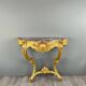 Console Murale De Style Louis XV En Bois Doré Et Marbre, XIXe Siècle