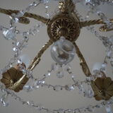 Bronze chandelier and crystal pendants – 5 lights